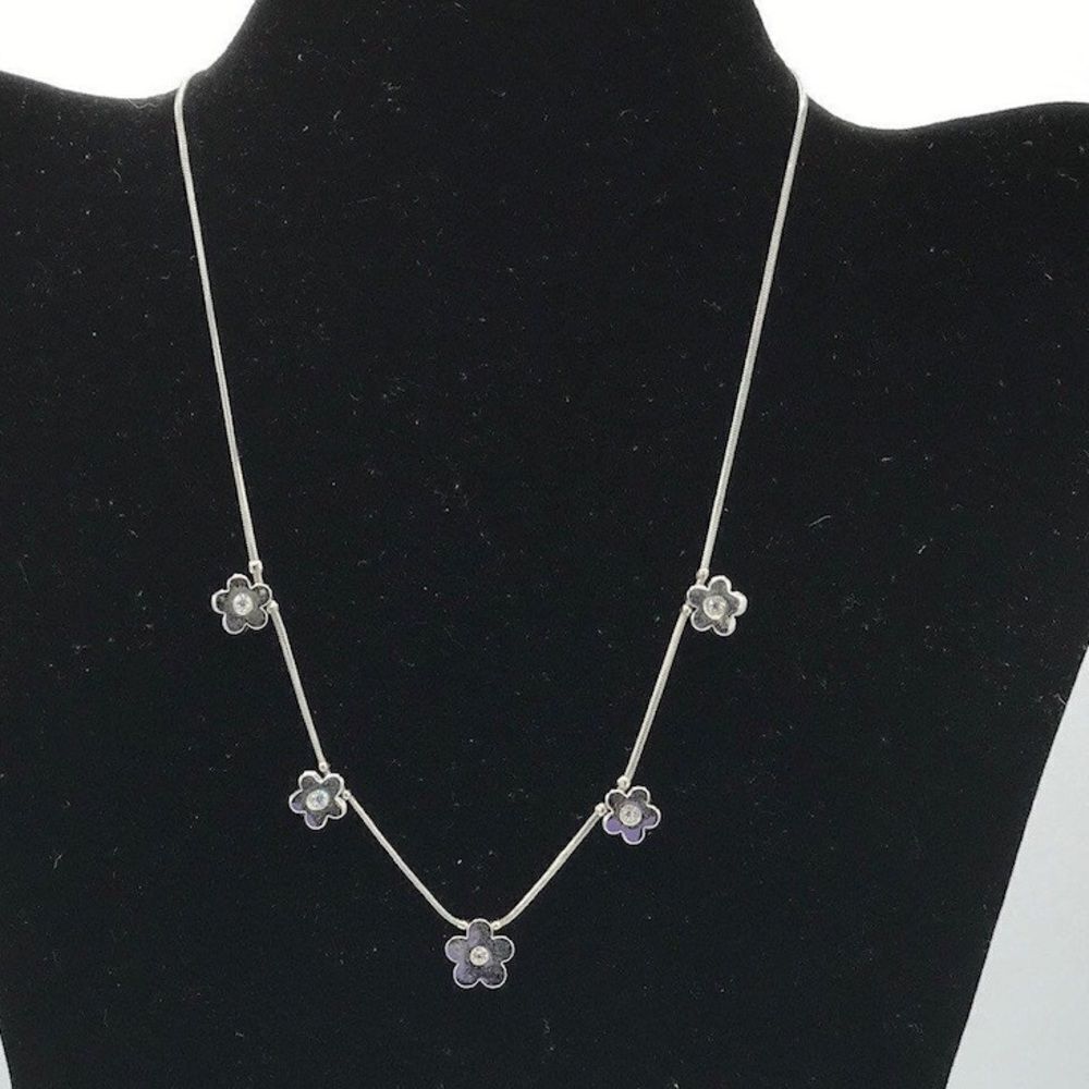 Lia Sophia Silver tone flowers necklace